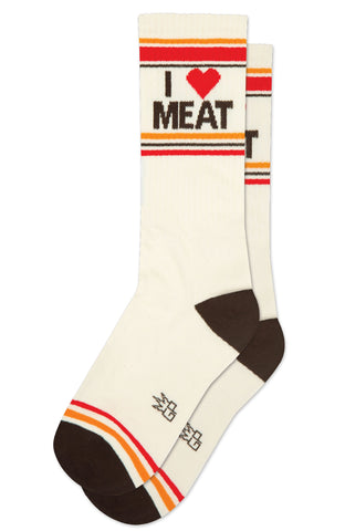 I ❤️ Meat Socks. I Love Meat, by Gumball Poodle. Made in USA!