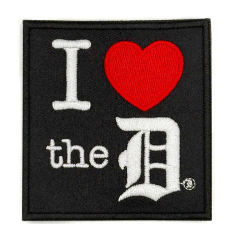 I Love the D Patch. I ❤️ the D, Iron-on Embroidered Detroit Patch, choose black or white