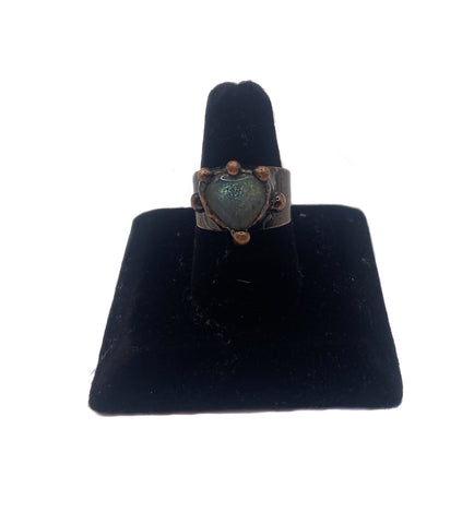 Copper Labradorite Heart Adjustable Rings