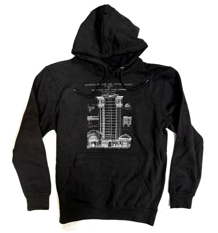 MCS Detroit Train Station Blueprint Unisex Pullover Hoodie