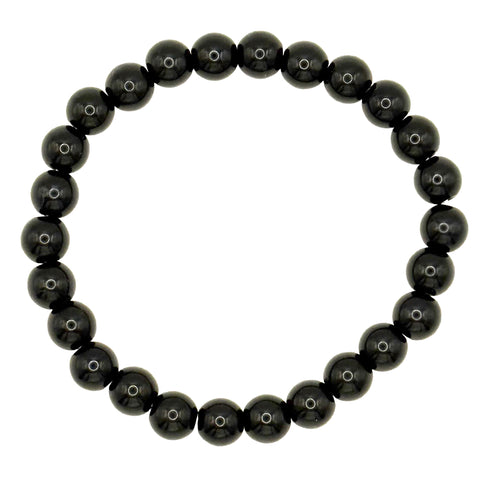 Obsidian Stone Bead Bracelet, Mala Stretch Beaded Bracelet
