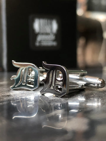Old English D Cufflinks, Stainless Steel or Gold Old English Script Cuff Links
