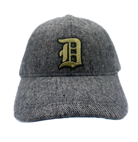 Old English Detroit City Embroidered Snapback Cap - Charcoal, Flat Bill, Flexfit Brand
