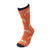 orange dress socks with black trim and all over tiger print by parquet