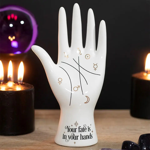 Palmistry Hand Ceramic Ring Stand, Ring Dish.