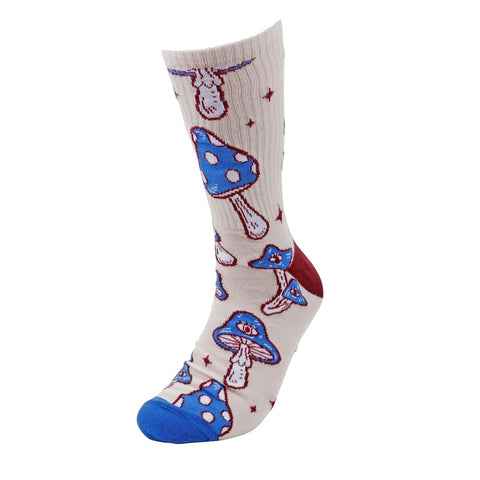 cream evil eye mushroom socks