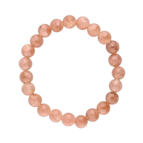 Peach Moonstone Mala Bracelet, Stone Bead Stretch Bracelets