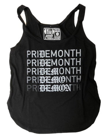 Pride Month Tank Top, Detroit Demon Pridemonth Meme Shirt. Women's Black Flowy Tank