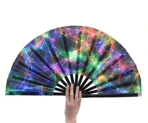 Printed Clack Fan. Lasers large clacking fan - festival, party dance fan