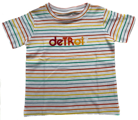 Rainbow Stripe Detroit Rhythm Toddler Tee. Kids T-Shirt, Detroit Baby Tee