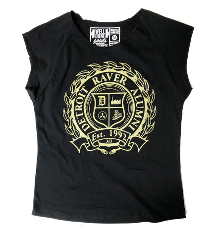 Detroit Raver Alumni Baby Tee. Merrowed Edge Cap Sleeve Women's T-Shirt
