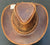 Reddish-Brown Waxed Distressed Leather Cowboy Hat: "Gunner". Crazy Horse Leather Western Outback Hat