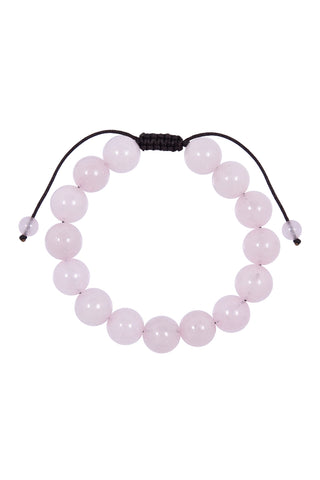 Rose Quartz Bead Bracelet, Pink Macrame Cord. Beaded Mala Bracelet