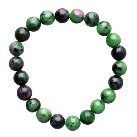 Ruby in Zoistite Mala Bracelet, Stone Bead Stretch Bracelets