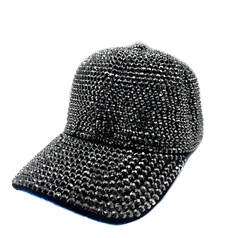 Super Bedazzled Rhinestone Baseball Hat, Silver.