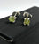 Peridot Earrings, Prong Setting. Tiny raw Arizona peridot sterling silver stud earrings