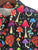 Trippy Mushroom Print Short Sleeve Button-up Shirt, Black
