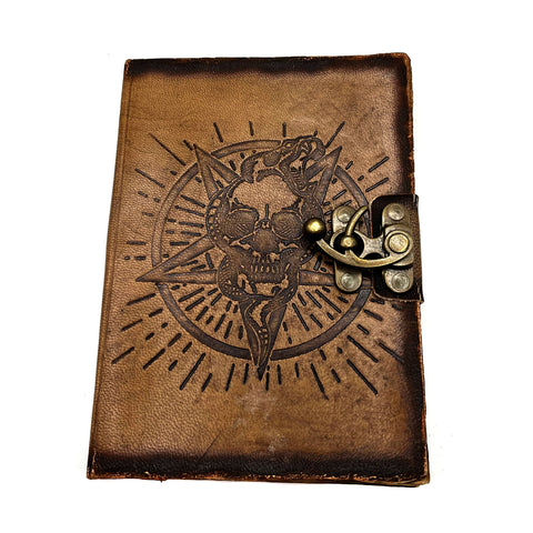 Distressed Skull & Snake Notebook, Veg Tanned 7"x5" Leather Journal