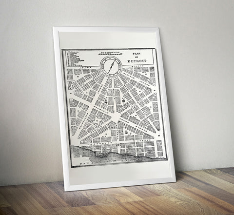 Detroit Historic Map Print Poster, 1831, Cyberoptix