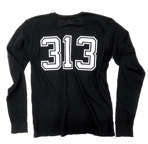 313 Detroit Renaissance, Oversize Long Sleeve Black Thermal