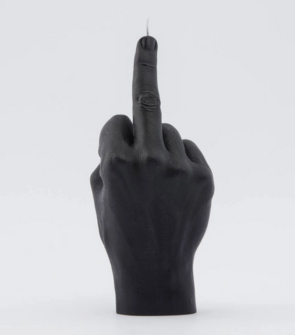 Middle Finger Hand Gesture Candle: Life Size. by 54 Degrees - black