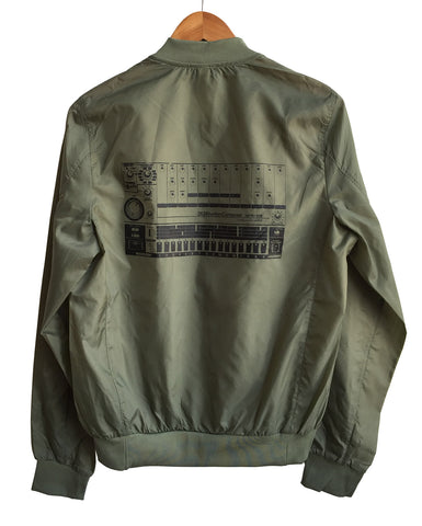 808 Drum Machine Lightweight Olive Green Bomber Jacket, Well Done Goods