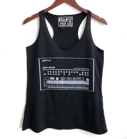 909 Drum Sequencer Tank Top, women's black racerback tank. Well Done Goods