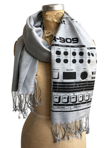 909 Drum Sequencer Scarf, Detroit DR-909 Linen-Weave Pashmina, Well Done Goods