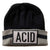 ACID Beanie Cap, Black + Grey Stripe. Well Done Goods
