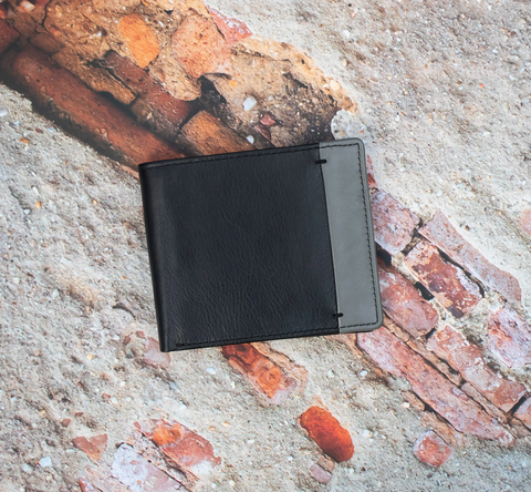 Black and Taupe Bifold Leather RFID-Safe Wallet by Primehide UK