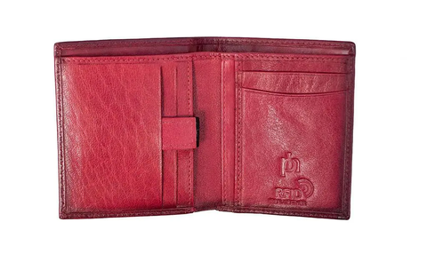 Burgundy Red Leather RFID-Safe Card Wallet by Primehide UK
