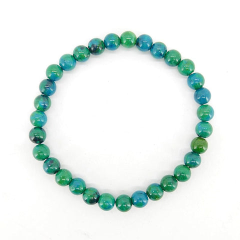 6mm Chrysocolla Mala Bracelet, Round Stone Bead Stretch Bracelet