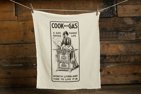 Cook With Gas Flour Sack Towel, Vintage Detroit Advertising, by Well Done Goods