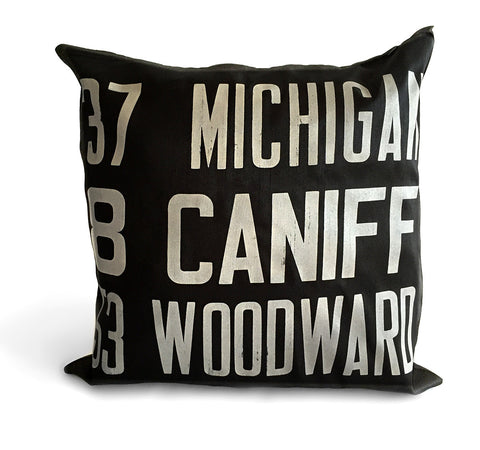 Detroit Bus Scroll Throw Pillow