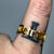 Detroit Techno Adjustable Ring, Gold. Old English Script