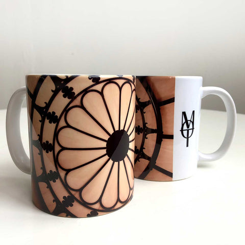 Detroit Opera House Coffee Mug, Mezzanine Milk Glass Rosette Coffee Cup