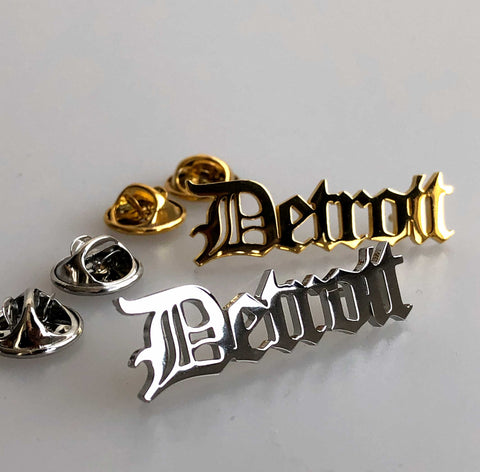 Detroit Lapel Pins, Old English Script