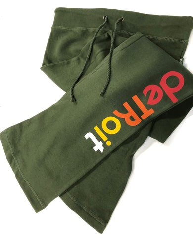 Detroit Rhythm Women's Flared Fleece Pants, Oregano Green