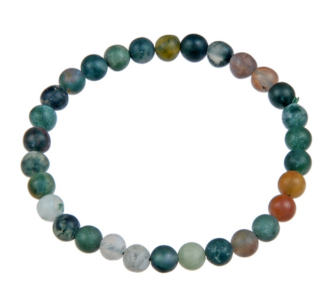 Indian Agate Stone Mala Bead Stretch Bracelet