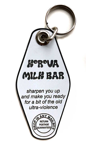 Korova Milk Bar Keychain. A Clockwork Orange Inspired Key Tag. Well Done Goods