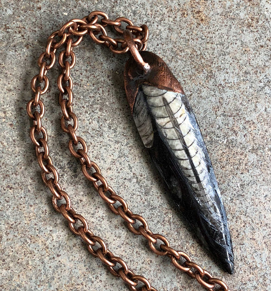 Obsidian Arrowhead Electroform Copper Necklace