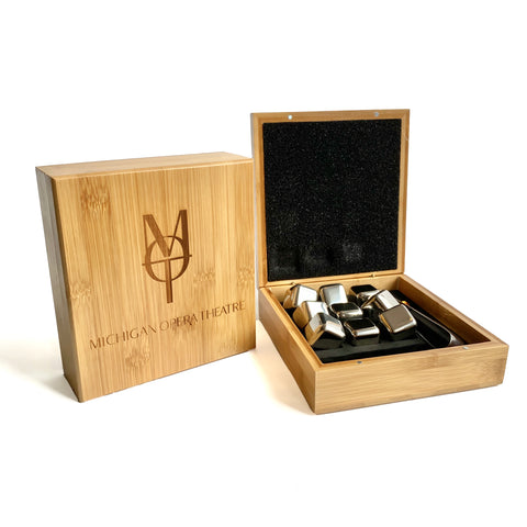 MOT Stainless Steel Whiskey Stone Set, in Bamboo Case