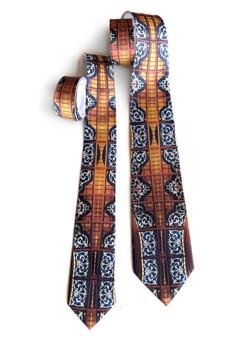Michigan Opera Theatre Lobby Stained Glass Ceiling Neckties. L: Narrow; R: Standard