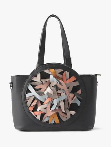 Versavi by Ascopera, Architectural Colorful Woven Vegan Black Purse