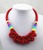 Rainbow Wrap Knotted Rope Statement Necklace, Red. Well Done Goods