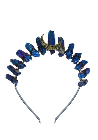 Crystal Crowns, Polished Points. Crystal Wire-Wrapped Tiaras, Stone Headbands