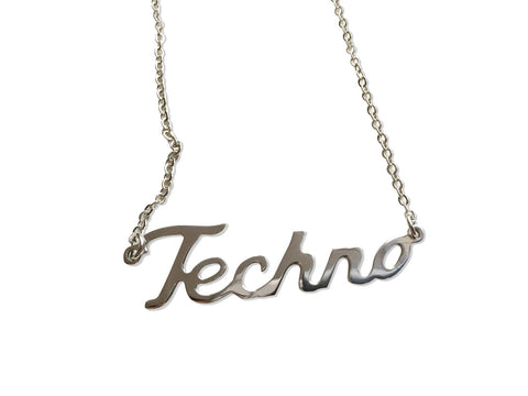 Silver Techno Script Necklace, Music Lover Name Pendant, by Well Done Goods