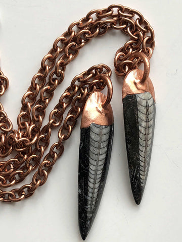 Orthoceras Fossil Electroformed Copper Pendants