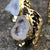 Agate Geode Adjustable Stone Rings, Hammered Gold
