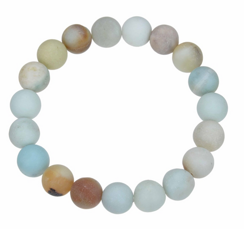 Matte Amazonite Stone Bead Mala Bracelet